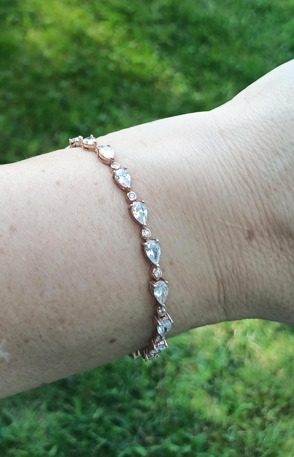 Handmade Genuine Zircon Gemstone Rose Silver Bracelet, Zircon Bracelet Jewelry,Handcrafted, Gift For Her, Wedding Gift