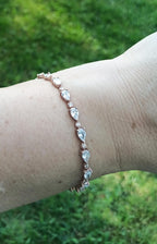 Handmade Genuine Zircon Gemstone Rose Silver Bracelet, Zircon Bracelet Jewelry,Handcrafted, Gift For Her, Wedding Gift