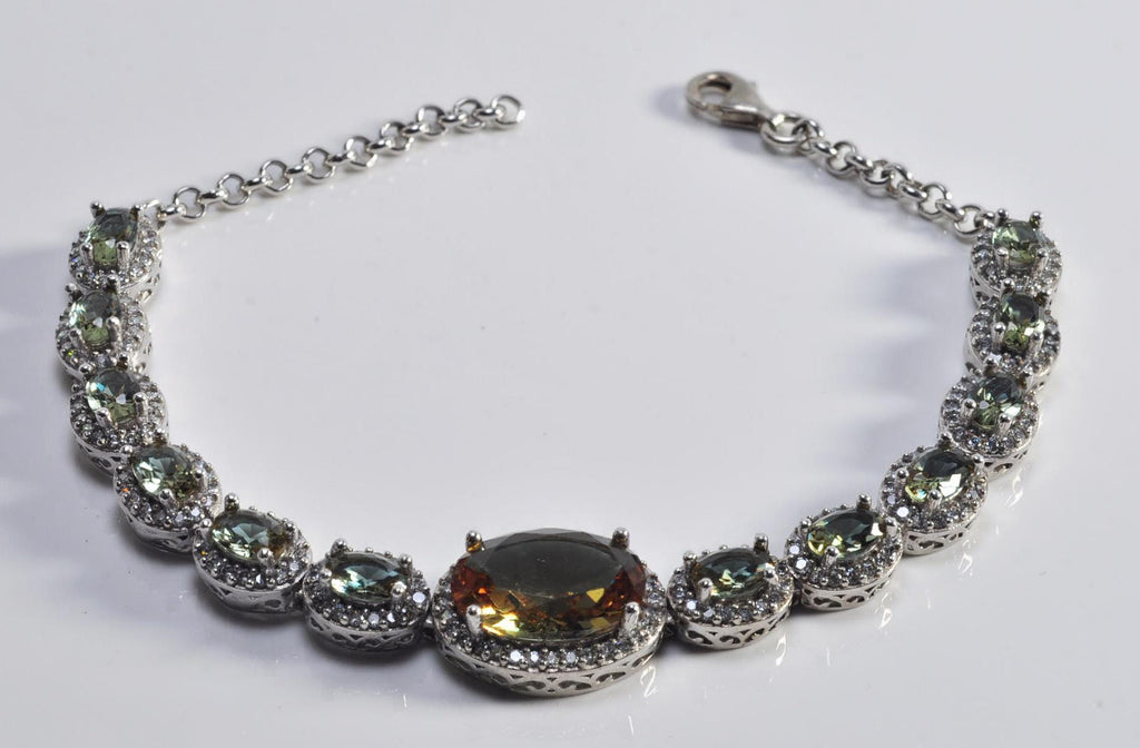 Handmade Color Changing Sultanite Bracelet: Sultanite and Zircon Silver Jewelry