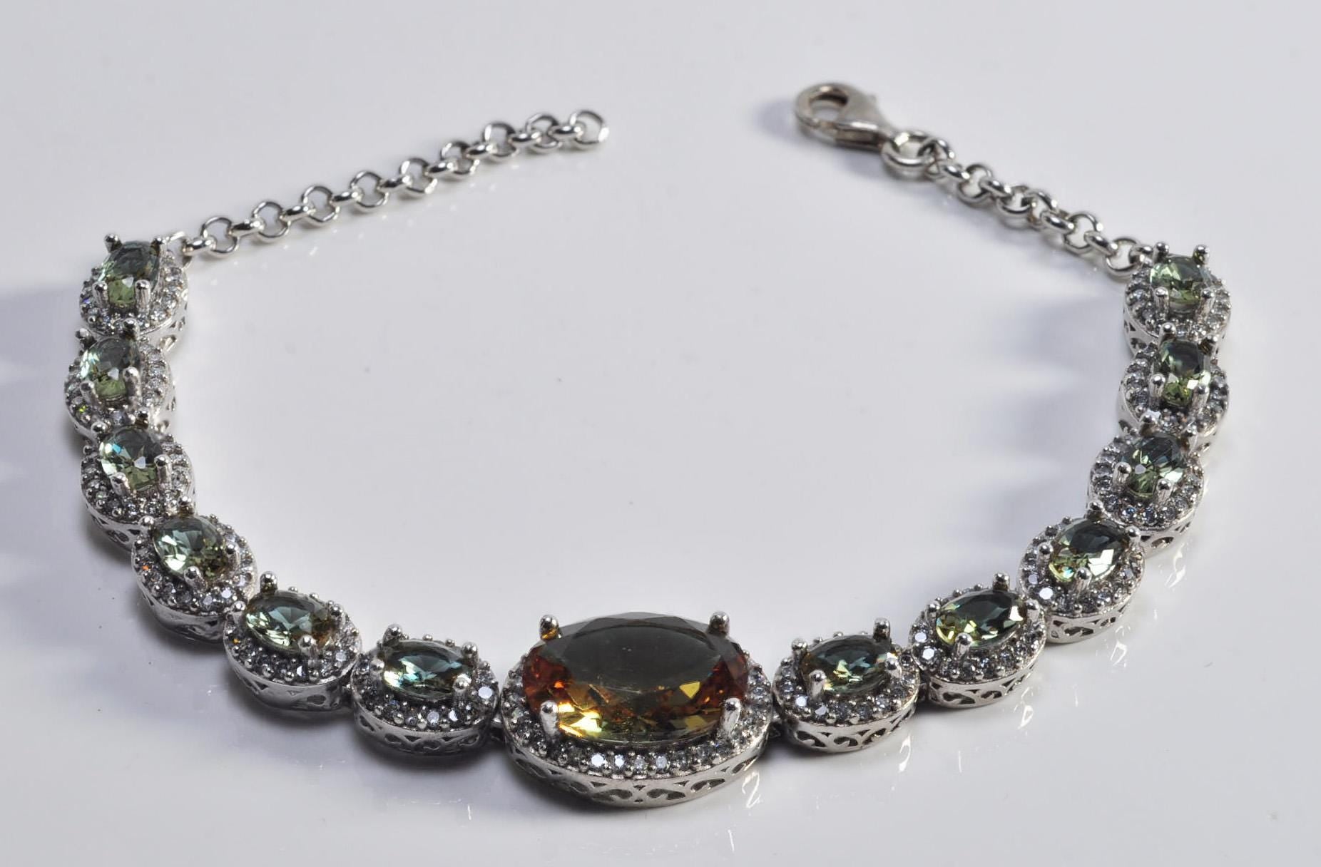 Handmade Color Changing Sultanite Bracelet: Sultanite and Zircon Silver Jewelry
