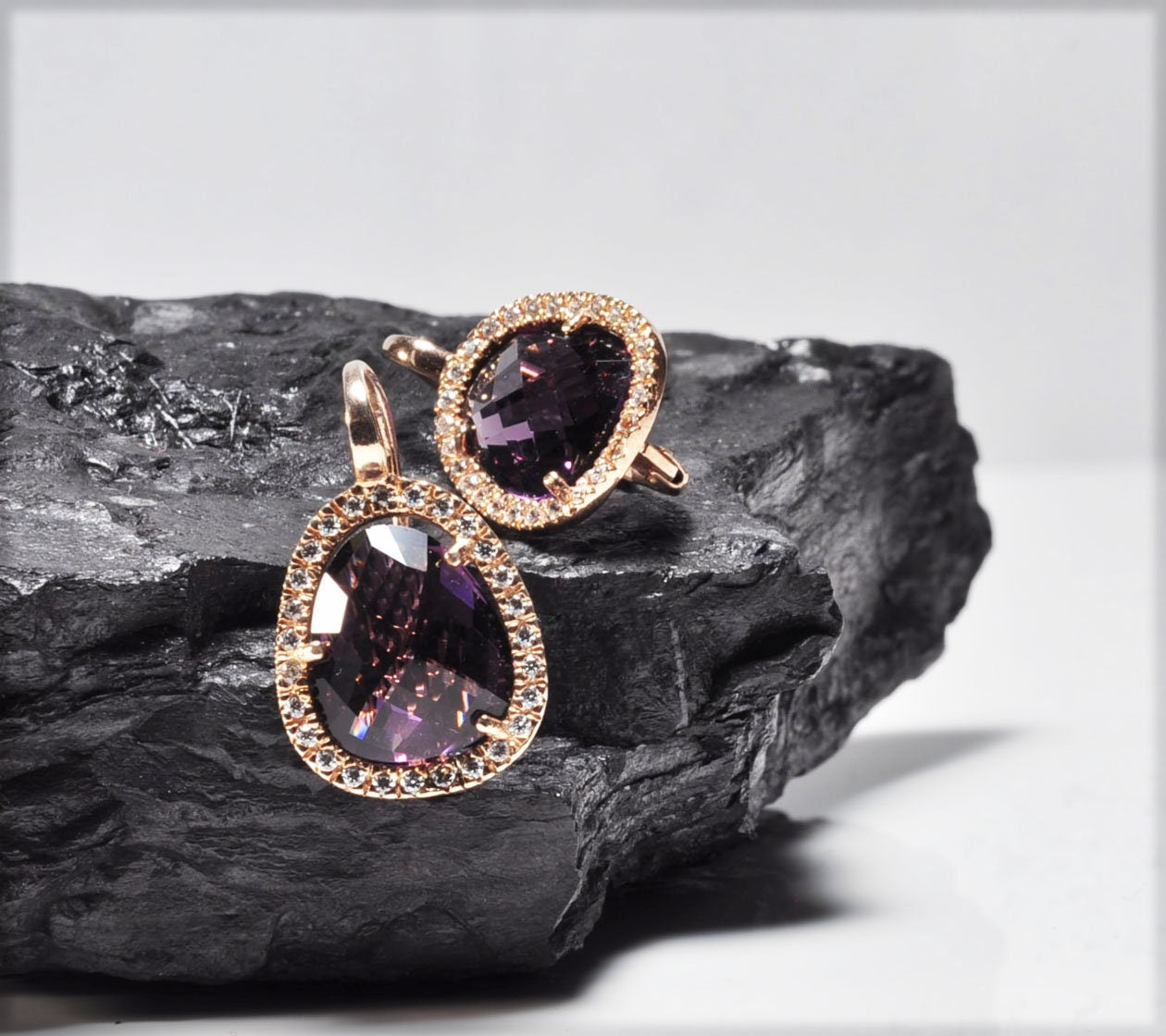 Handcrafted Amethyst & Zircon Silver Earrings: Spiritual Jewelry
