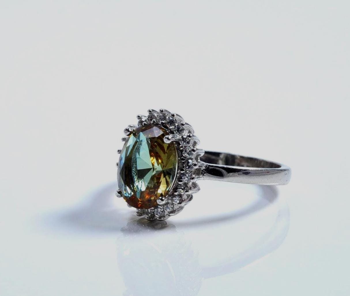 Handmade Sultanite and Zircon Ring in Sterling Silver, Elegant Color‑Changing Gemstone Jewelry