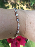 Handmade Genuine Zircon Gemstone Rose Silver Bracelet, Zircon Bracelet Jewelry,Handcrafted, Gift For Her, Wedding Gift