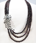 Handmade Garnet and Zircon Silver Necklace,925 Sterling Silver Genuine Authentic Necklace, Garnet and Zircon Gemstone Jewelry Gift for Her