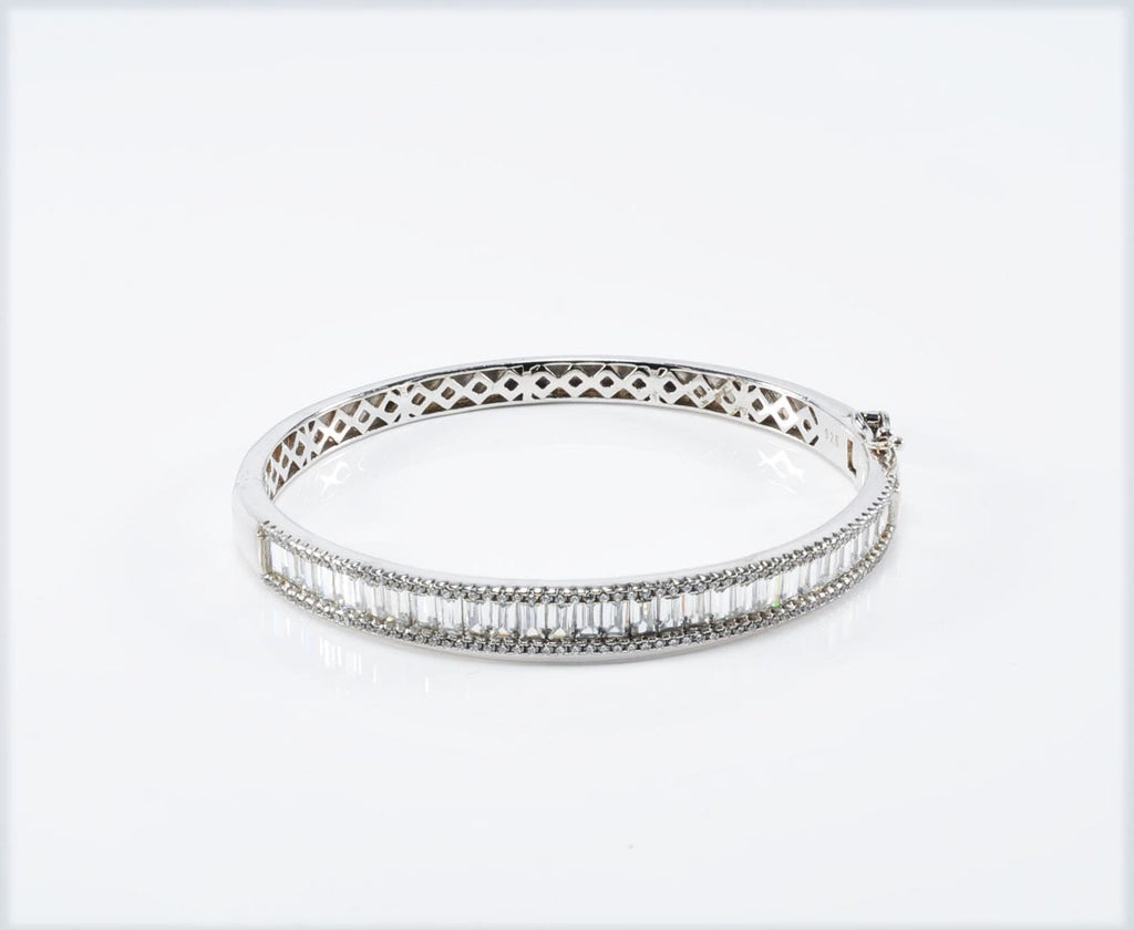 Handmade Genuine Baguette Zircon Gemstone Silver Bracelet, Zircon Bracelet Jewelry,Handcrafted, Gift For Her, Wedding Gift