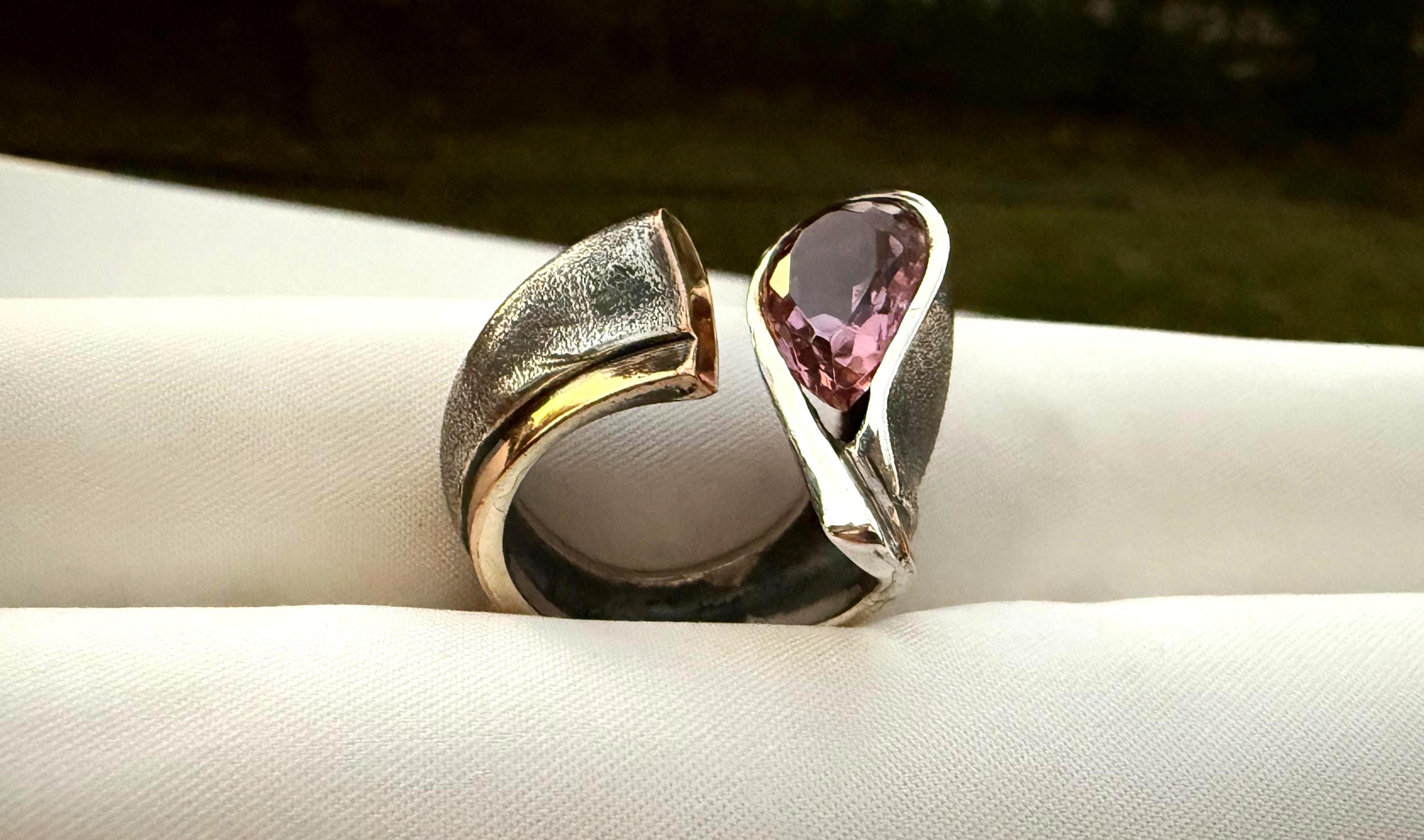 Handmade Genuine Amethyst Silver Ring, Handcrafted Amethyst Jewelry,Wedding Ring Gift, 925 Sterling Silver Amethyst Ring,Gift for her
