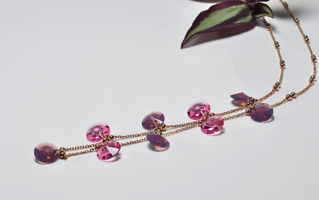 Handmade Rose Quartz and Amethyst Silver Necklace,925 Sterling Silver Genuine Authentic Necklace,Rose Quartz and Amethyst Gemstone Jewelry