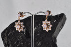 Handmade Genuine Natural Pink Quartz Silver Earring,Rose Silver Band Pink Quartz Earring,Crystal Cut Earring,Stud Earring,Artist Design