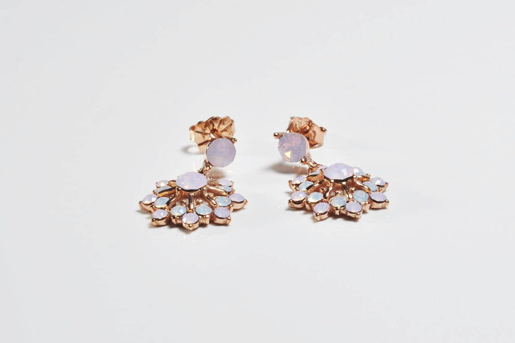 Handmade Genuine Natural Pink Quartz Silver Earring,Rose Silver Band Pink Quartz Earring,Crystal Cut Earring,Stud Earring,Artist Design