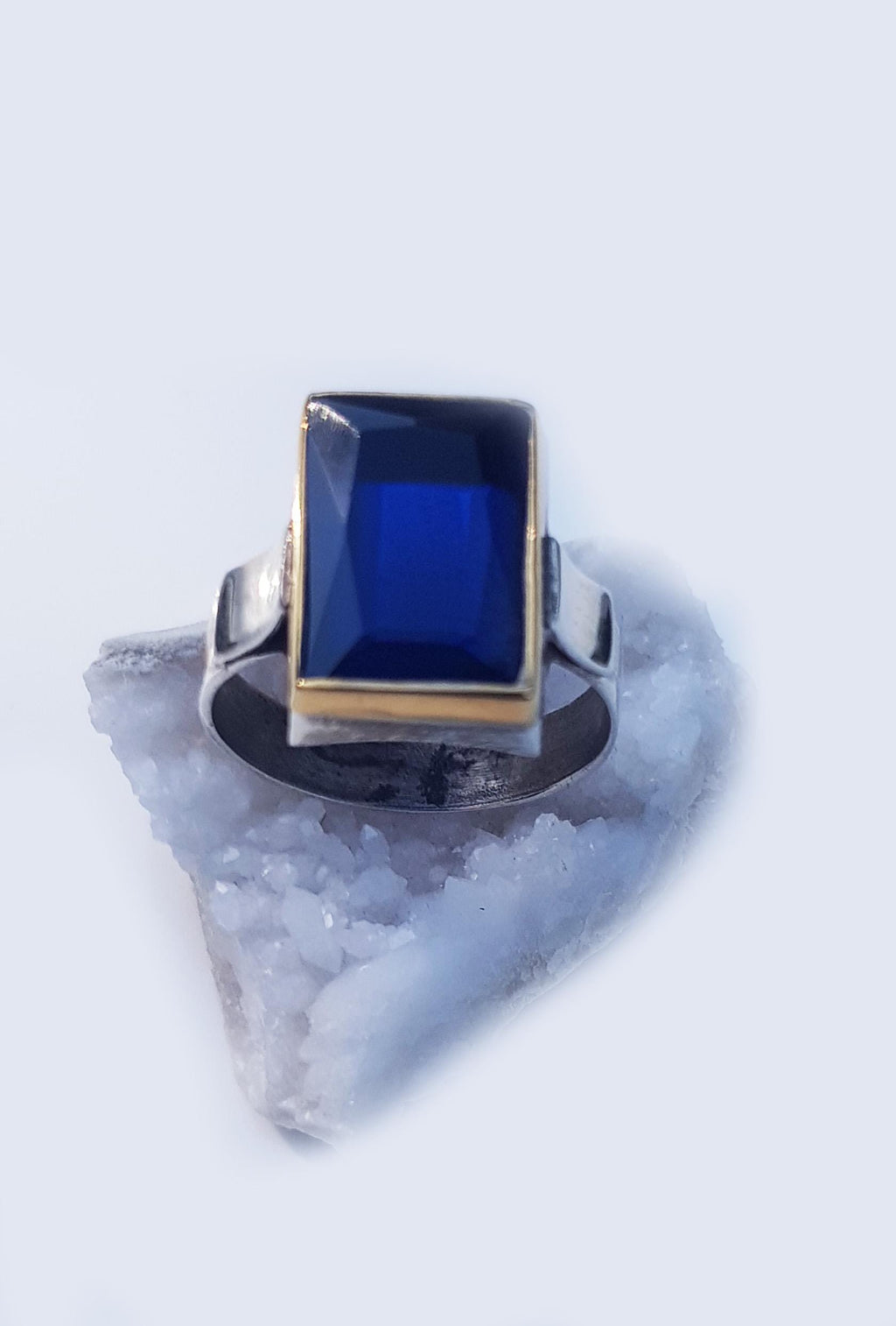 Handmade Sapphire Ring: 925 Sterling Silver Wedding Band