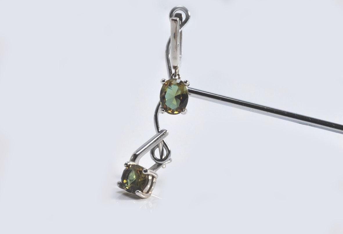 Handmade Sultanite Silver Drop Earrings, Color Changing Gemstone