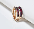 Handmade Genuine Natural Ruby and Zircon Silver Ring,Ruby and Zircon Jewelry,Ruby and Zircon Rose Silver Band,Handcrafted,Minimalist Jewelry