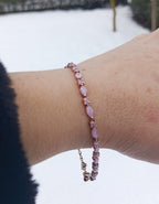Handmade Genuine Pink Najaf Gemstone Rose Silver Bracelet, Pink Najaf Bracelet Jewelry,Handcrafted, Gift For Her, Wedding Gift