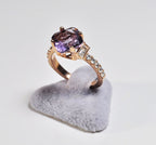 Handmade Genuine Natural Amethyst Silver Ring,Amethyst Jewelry,Amethyst Rose Silver Band Ring,Gift for Her