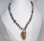 Handmade Jasper Rutilated Quartz Zircon Sterling Silver Necklace