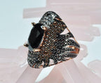 Handmade Onyx and Zircon Silver Ring, Handcrafted Onyx and Zircon Jewelry,Wedding Ring Gift, 925 Silver Onyx and Zircon Ring,Gift for her
