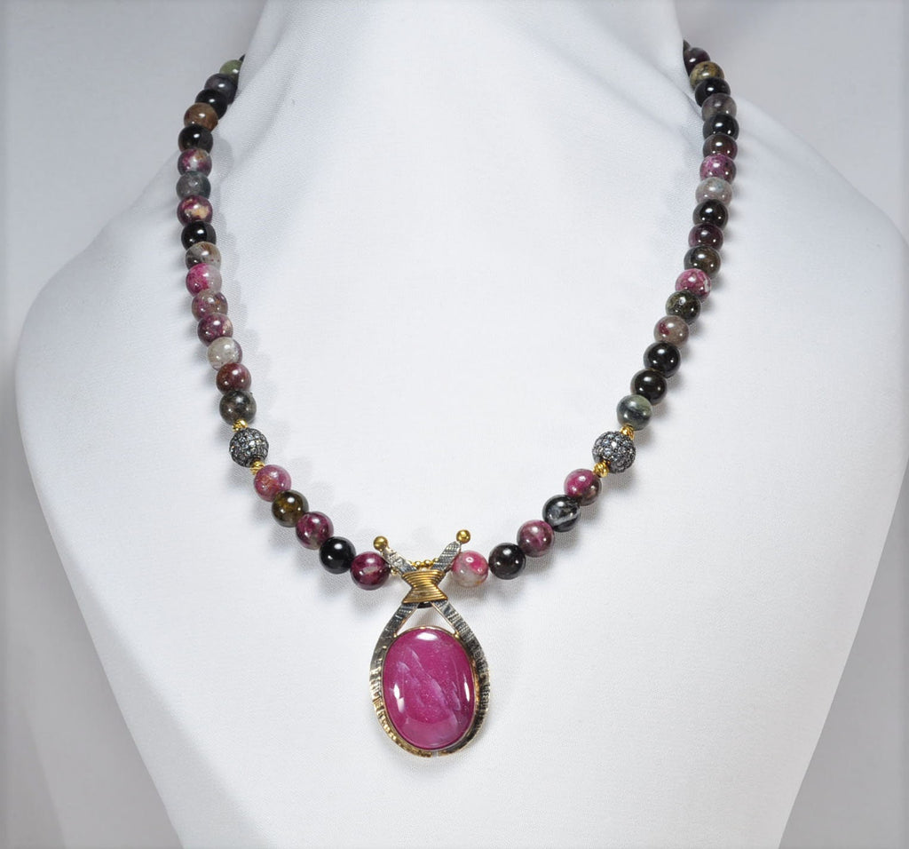 Handmade Tourmaline  Silver Necklace,925 Sterling Silver Genuine Authentic Necklace, Tourmaline  Gemstone Jewelry Gift for Her