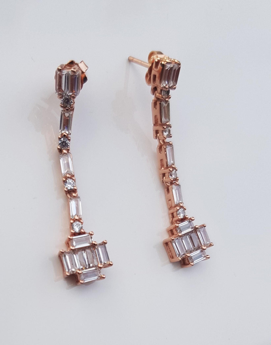 Handmade Genuine Zircon Rose Silver Earring, Handcrafted Zircon Earring Jewelry, Gift for Her