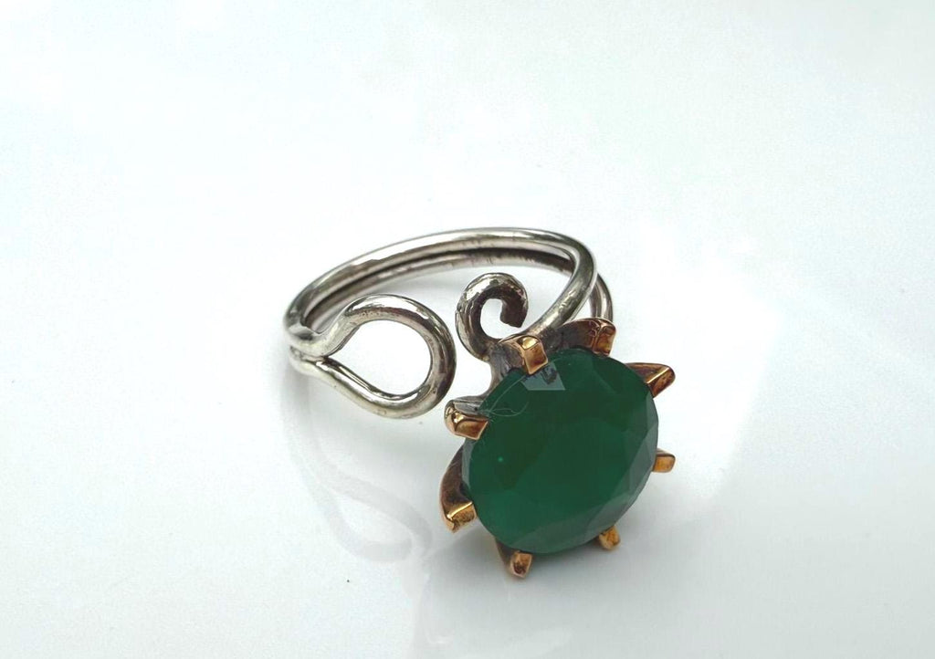Handmade Green Agate Ring: 925 Sterling Silver, Harmony Jewelry