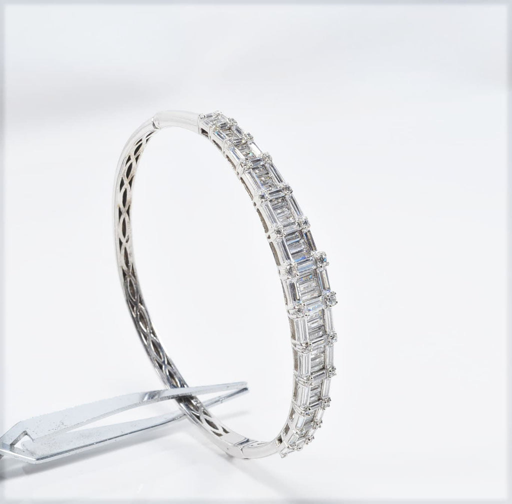 Handmade Baguette Zircon 925 Sterling Silver Bracelet, Wedding Jewelry