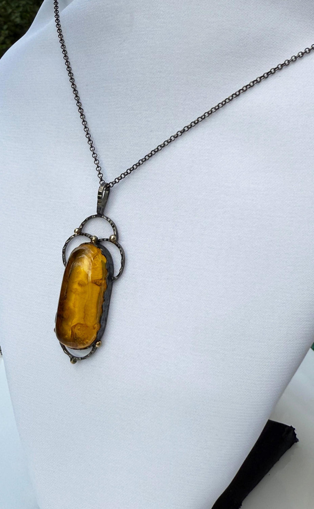 Handmade Sterling Silver Amber Necklace: Gemstone Jewelry Gift