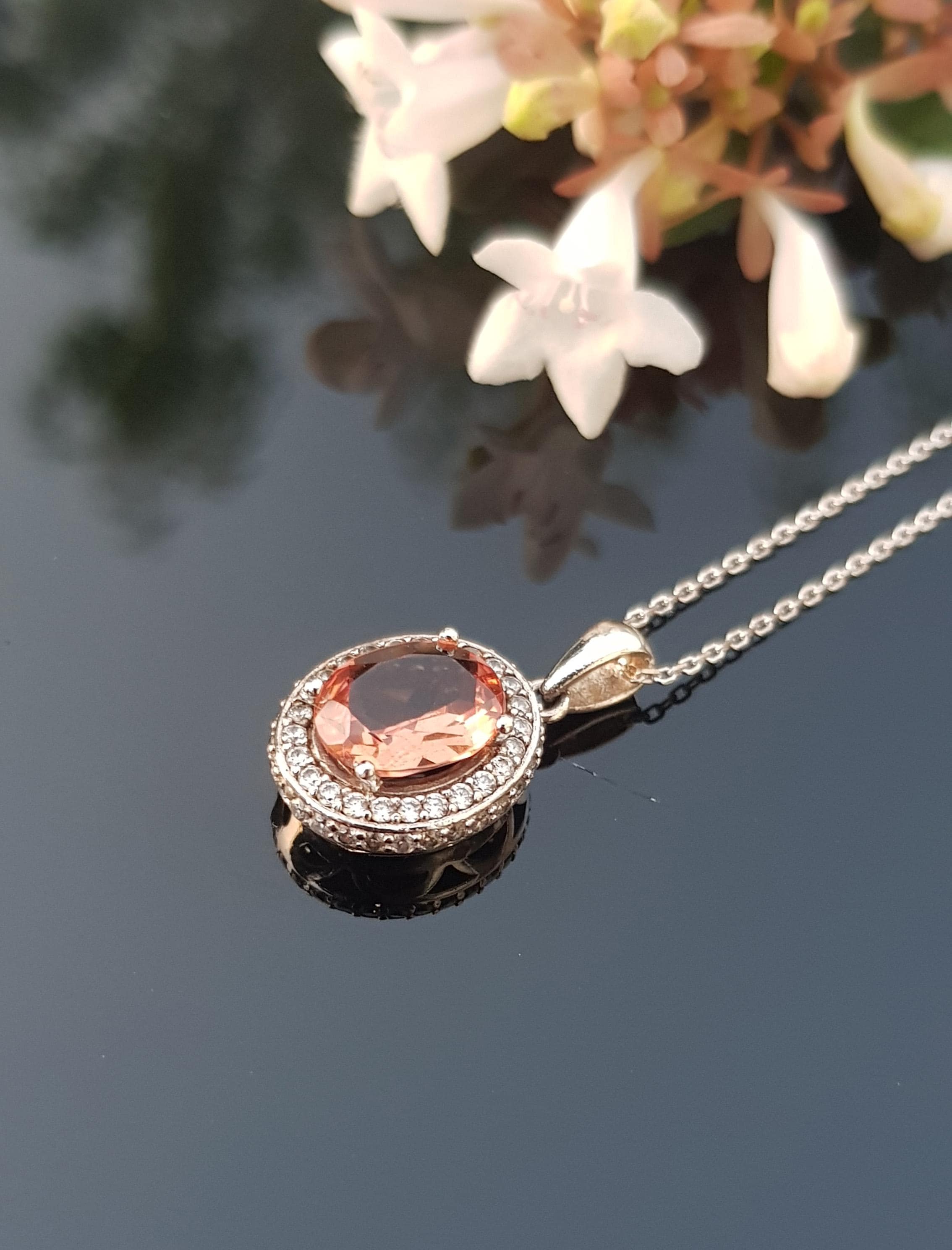 Handmade Sultanite & Zircon 925 Sterling Silver Necklace - Color Changing Gemstone