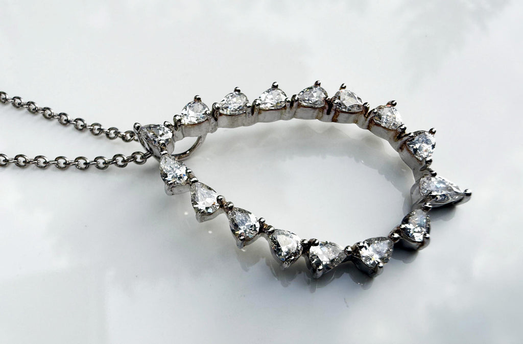 Sterling Silver Zircon Gemstone Necklace: Handmade Wedding Jewelry