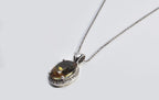 Handmade Sultanite Gemstone Necklace, Sterling Silver Pendant Surrounded by Zircons