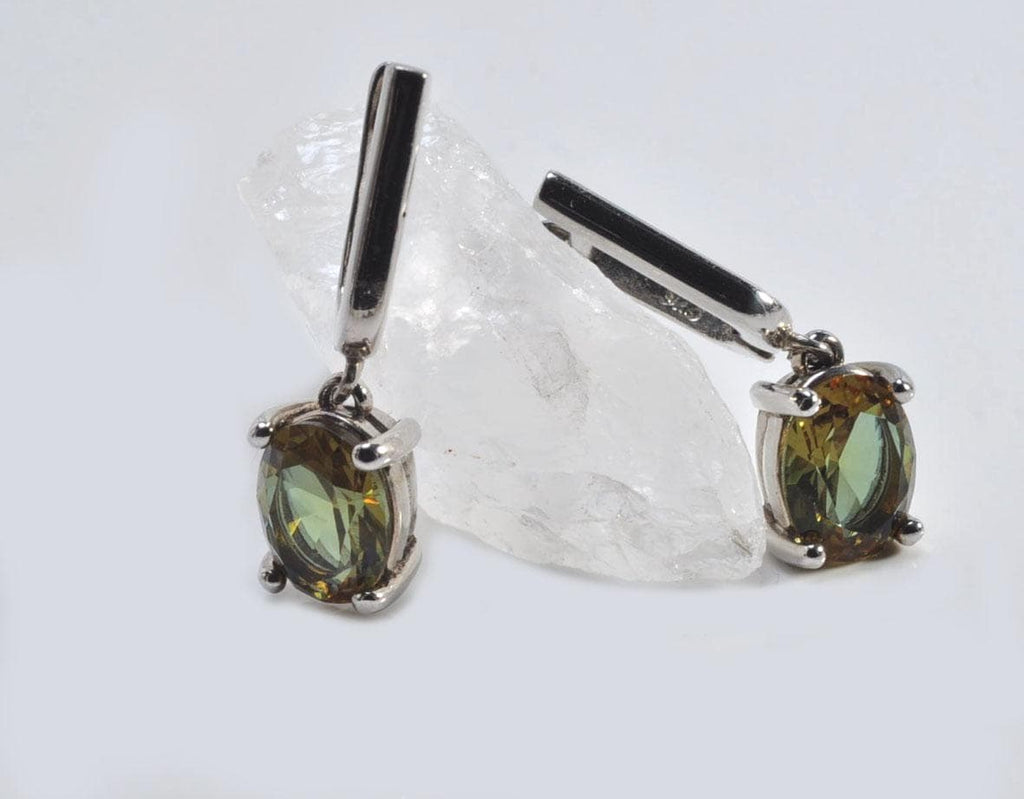 Handmade Sultanite Silver Drop Earrings, Color Changing Gemstone