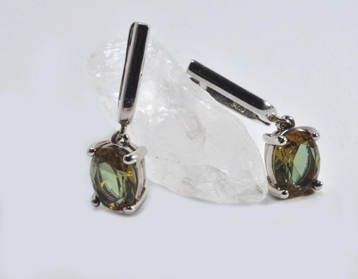 Handmade Sultanite Silver Drop Earrings, Color Changing Gemstone