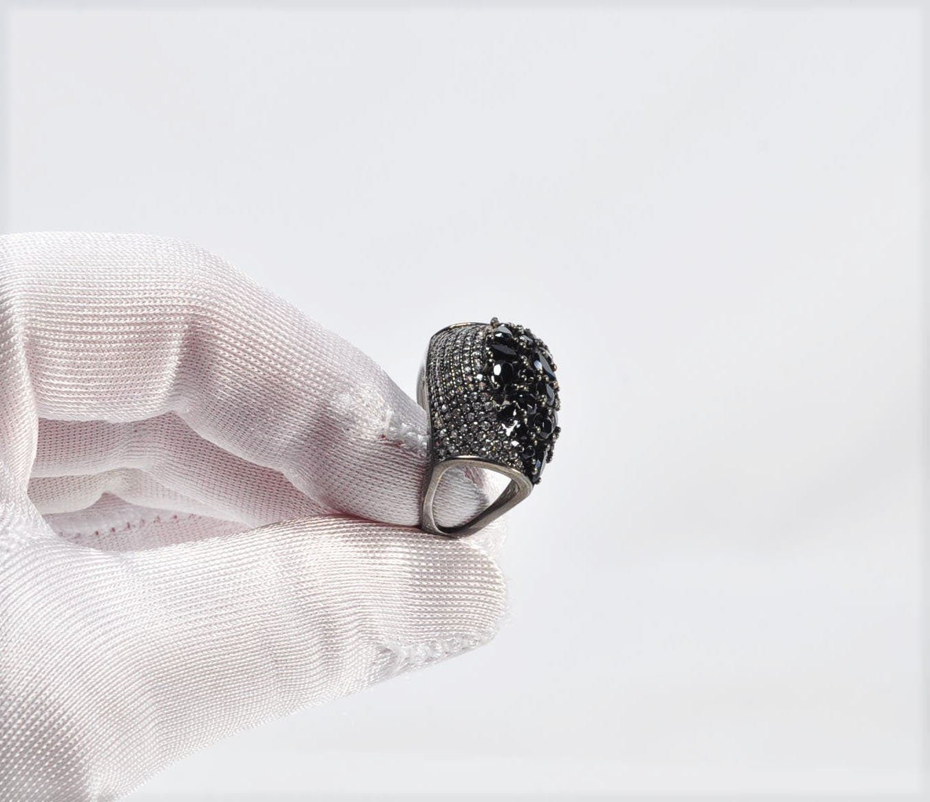 Handmade Zircon and Onyx Silver Ring, Handcrafted Zircon and Onyx Jewelry,Wedding Ring Gift, Black Silver Zircon and Onyx Ring,Gift for her