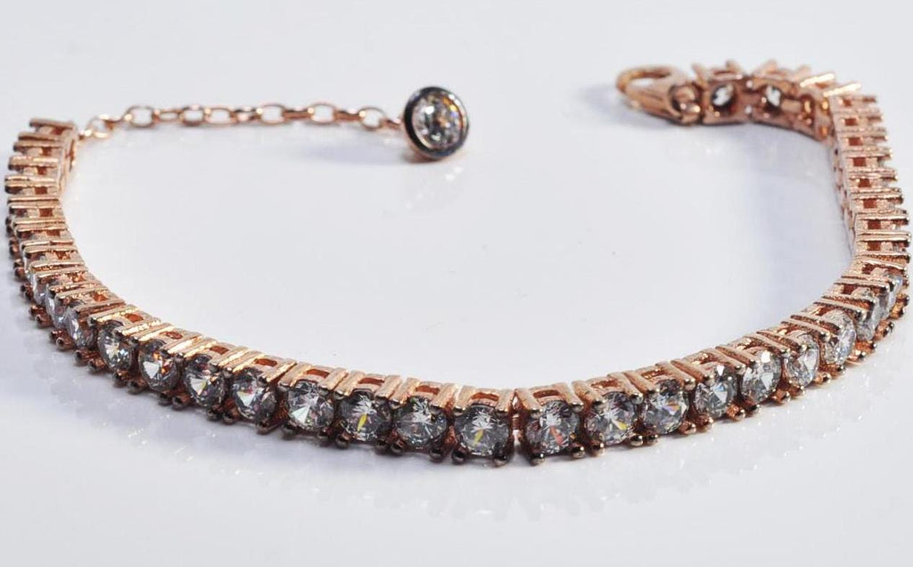 Handmade Genuine Zircon Gemstone Rose Silver Bracelet, Zircon Bracelet Jewelry,Handcrafted, Gift For Her, Wedding Gift