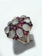 Handmade Garnet and Moonstone Sterling Silver Ring
