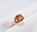 Handmade Citrine Silver Ring, Handcrafted Citrine Rose Silver Band Jewelry,Wedding Ring Gift, 925 Silver Citrine Ring,Gift for her