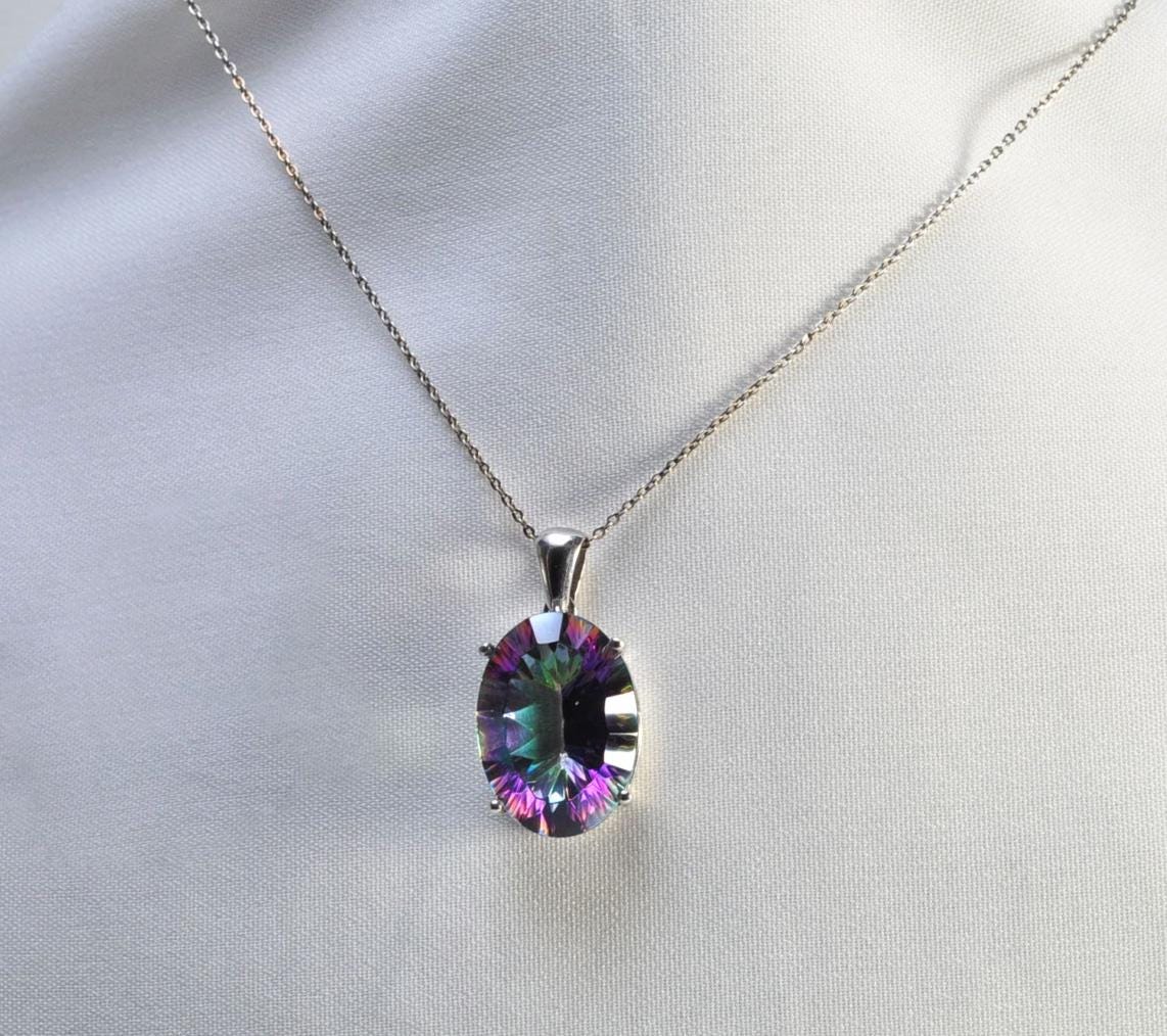 Handmade Mystic Topaz 925 Sterling Silver Necklace - Gemstone Jewelry