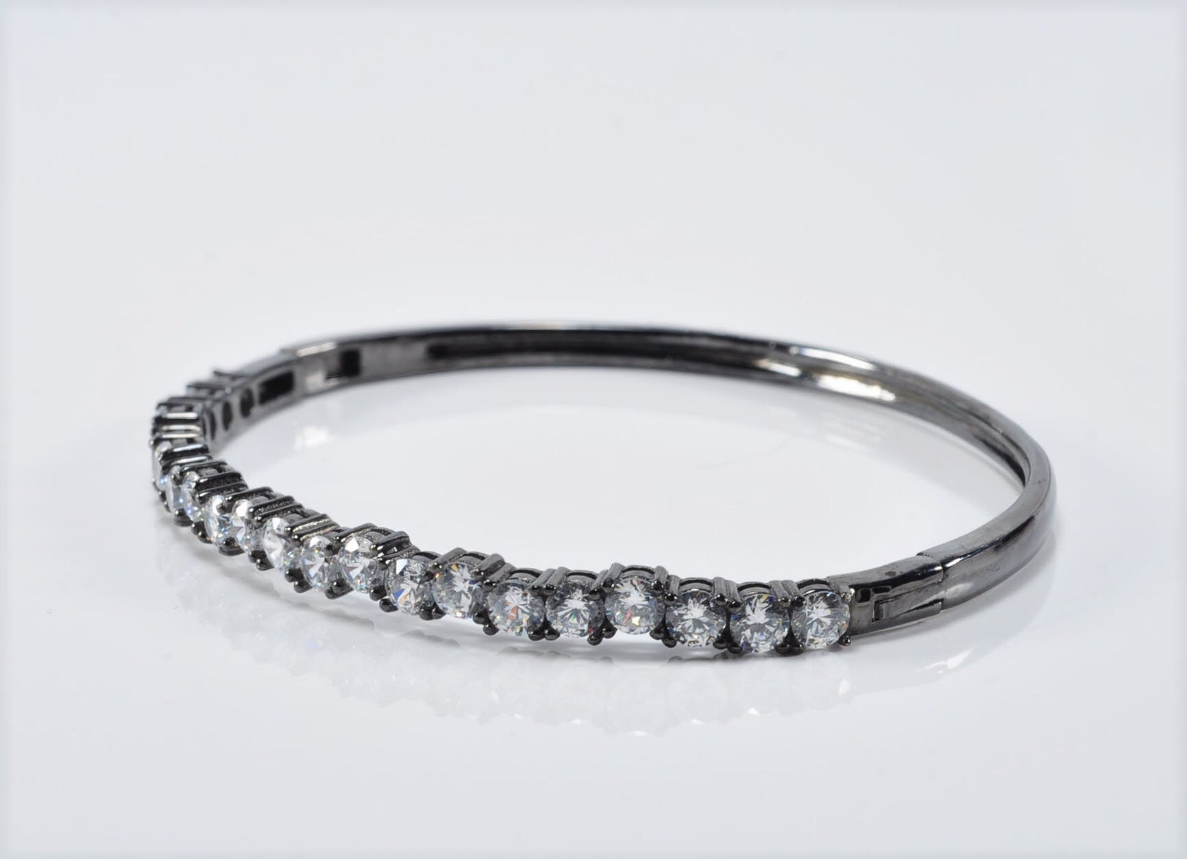 Handmade Genuine Zircon Gemstone Black Silver Bracelet,Zircon Bracelet Jewelry,Handcrafted Black Silver Zircon Bracelet Gift for Her