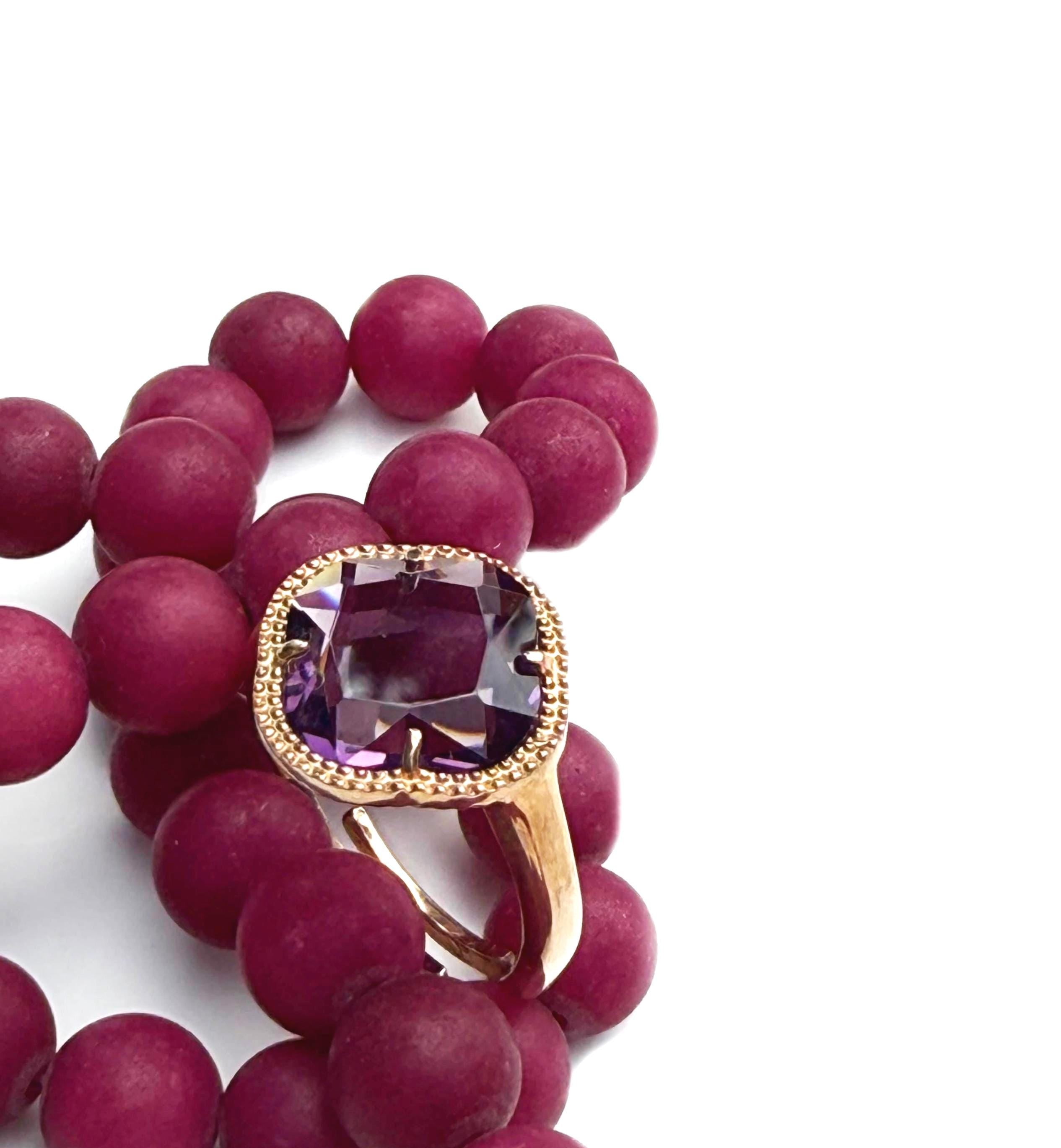 Handmade Amethyst Sterling Silver Ring: Rose Gemstone Jewelry