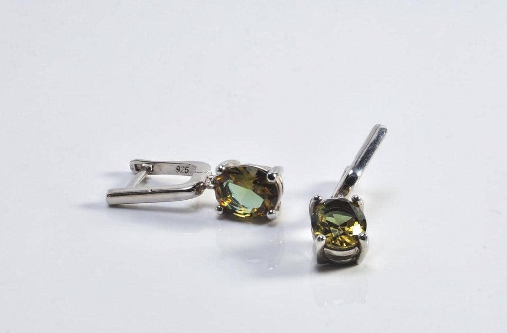 Handmade Sultanite Silver Drop Earrings, Color Changing Gemstone
