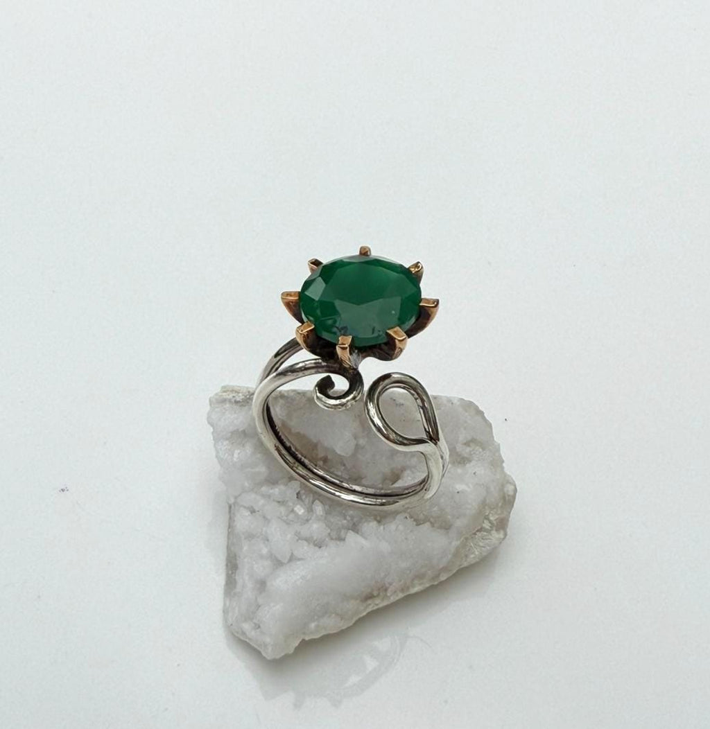 Handmade Green Agate Ring: 925 Sterling Silver, Harmony Jewelry